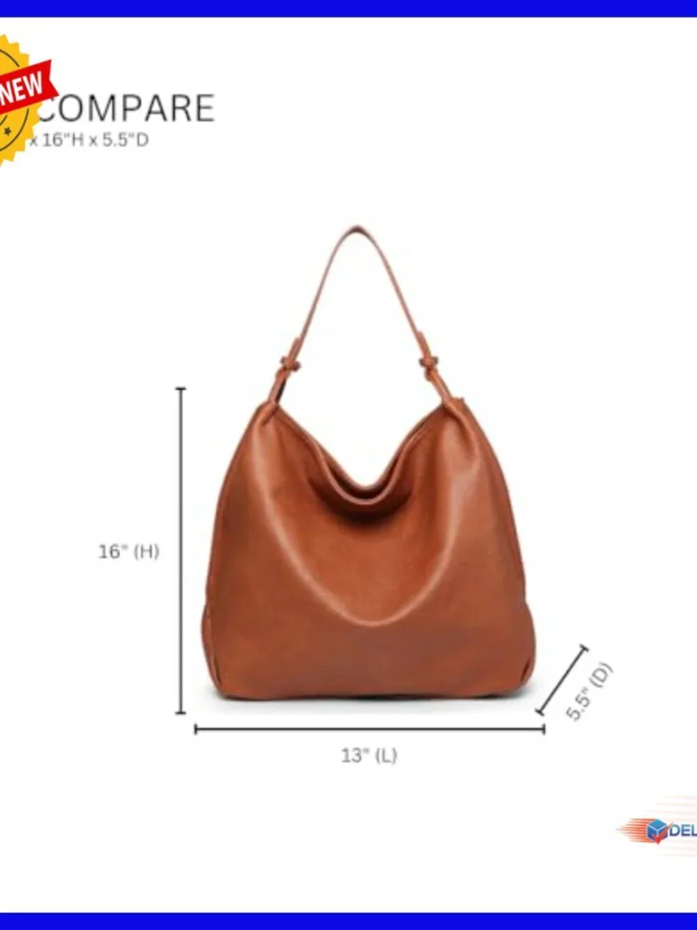 Large Vegan Leather Tote Bag with Zipper Closure and Multiple Pockets
